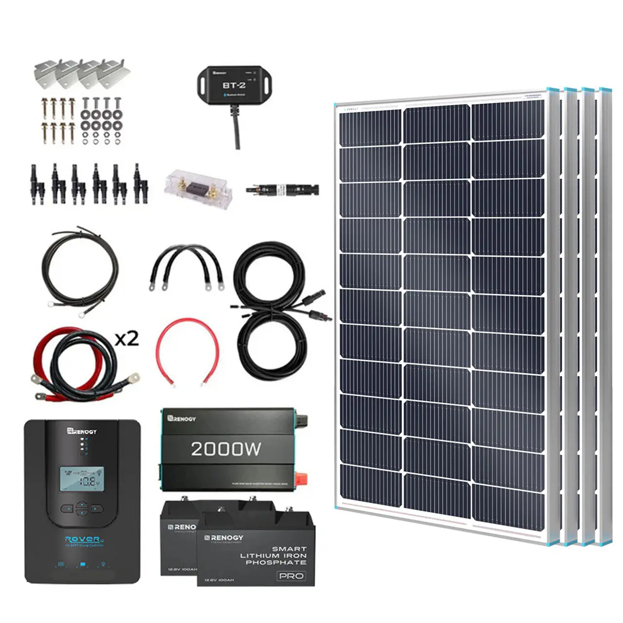 400W 12V Complete Solar Panel Kit with 2.4kWh Batteries - Image 9