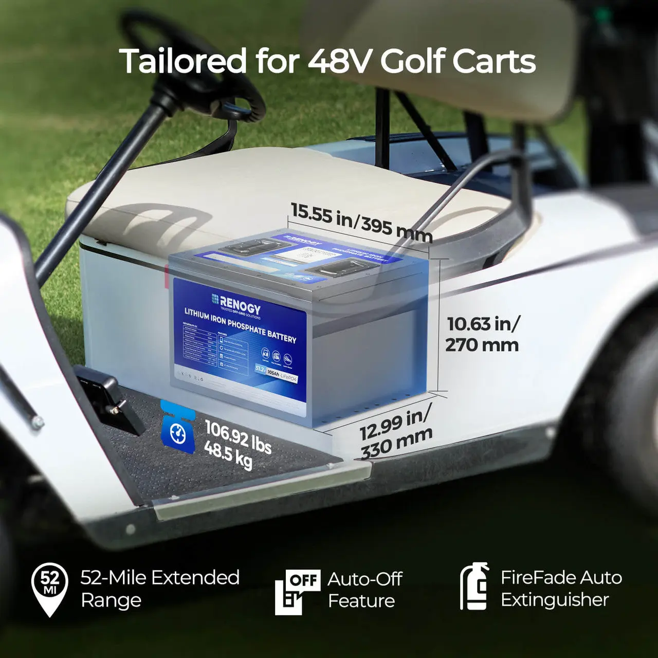 Golf Cart 48V 105Ah Lithium Iron Phosphate Battery - Image 8