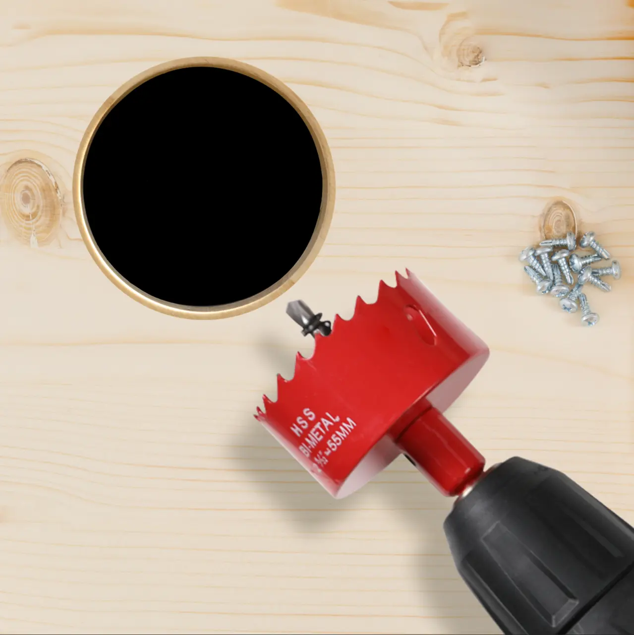 55mm HSS Bi-Metal Hole Saw with Corn Hole Drilling Cutter - Image 3