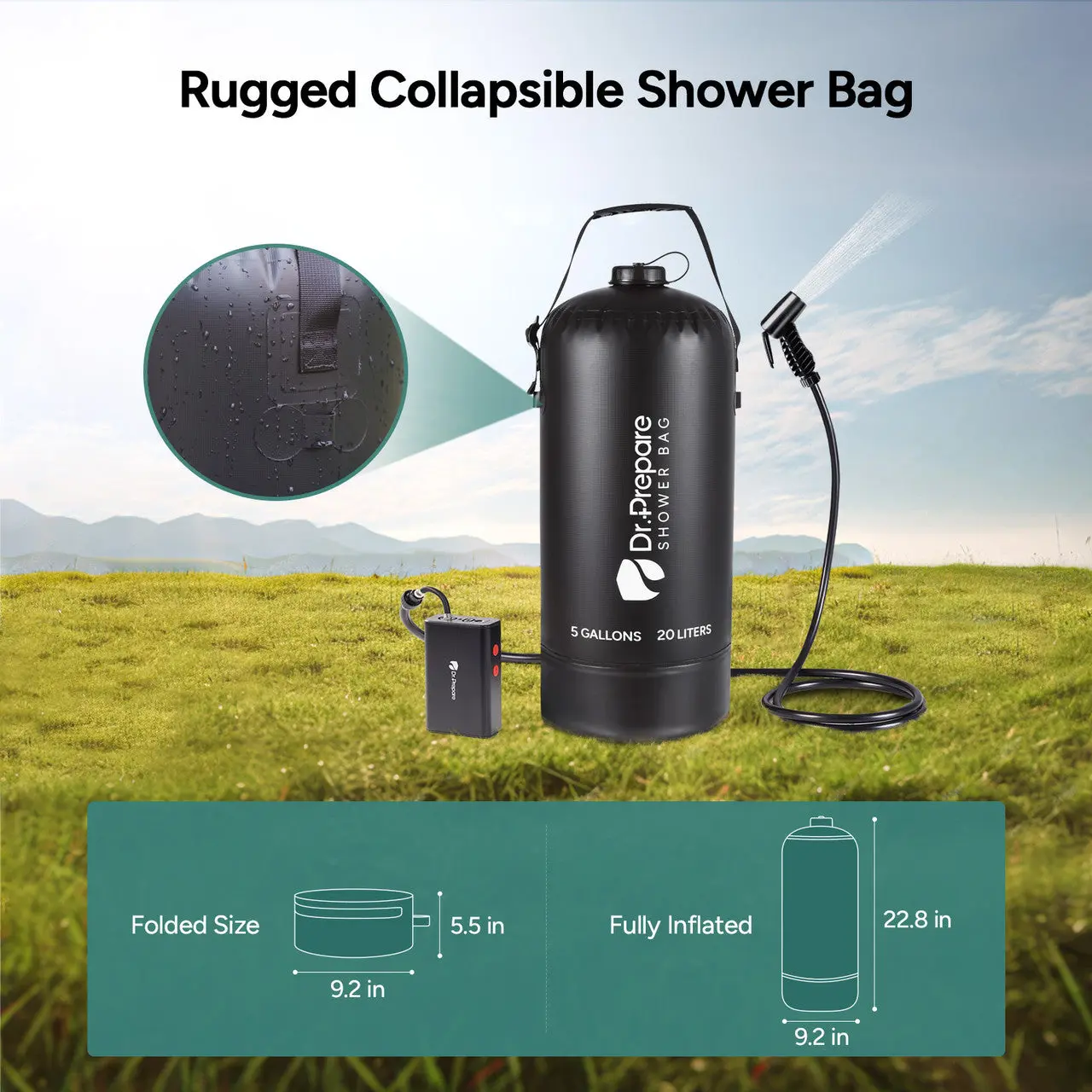 Dr.Prepare 15L/20L Camping Shower Bag (4 Gallons/5 Gallons) - Image 7