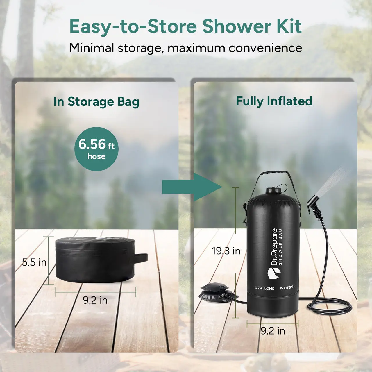 Dr.Prepare 15L Portable Camping Shower Kit with Foot Pump - Image 12