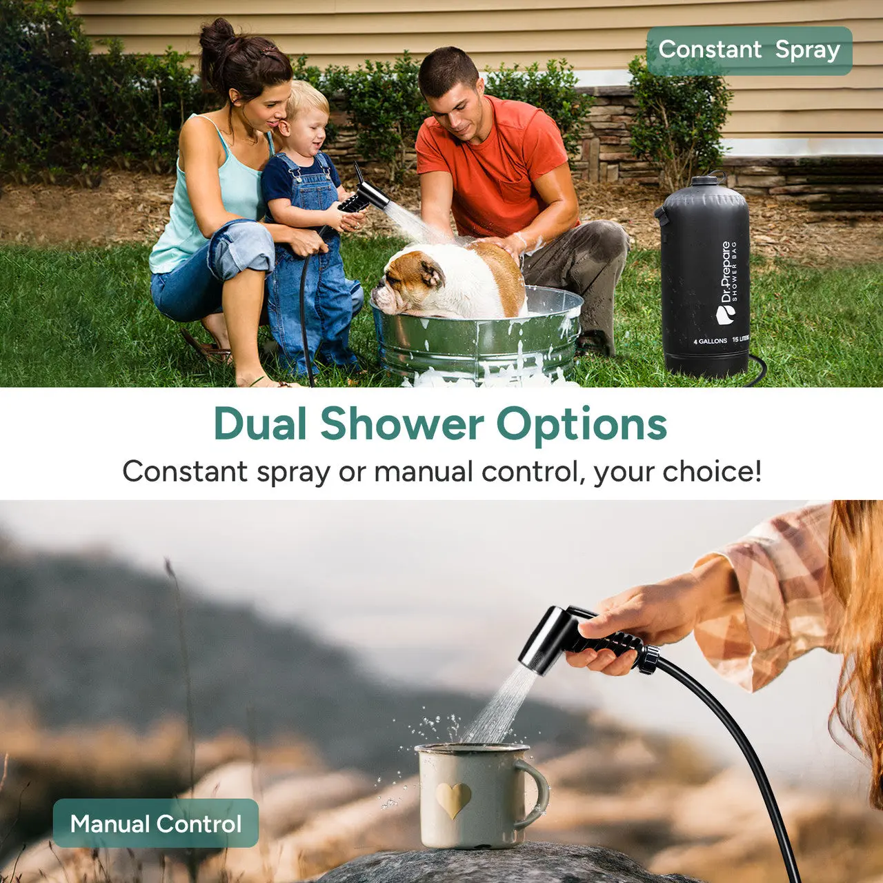 Dr.Prepare 15L Portable Camping Shower Kit with Foot Pump - Image 14