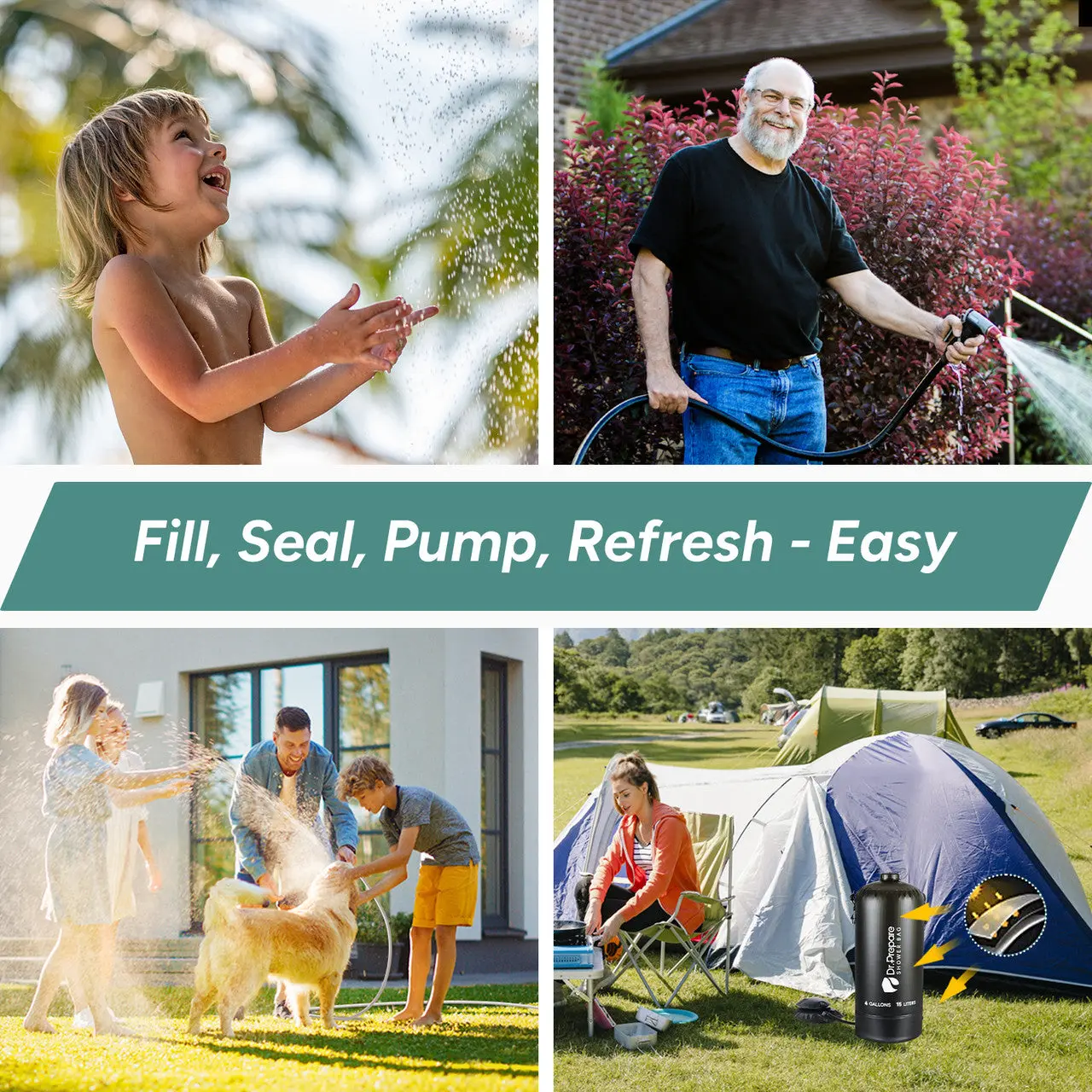 Dr.Prepare 15L Portable Camping Shower Kit with Foot Pump - Image 6