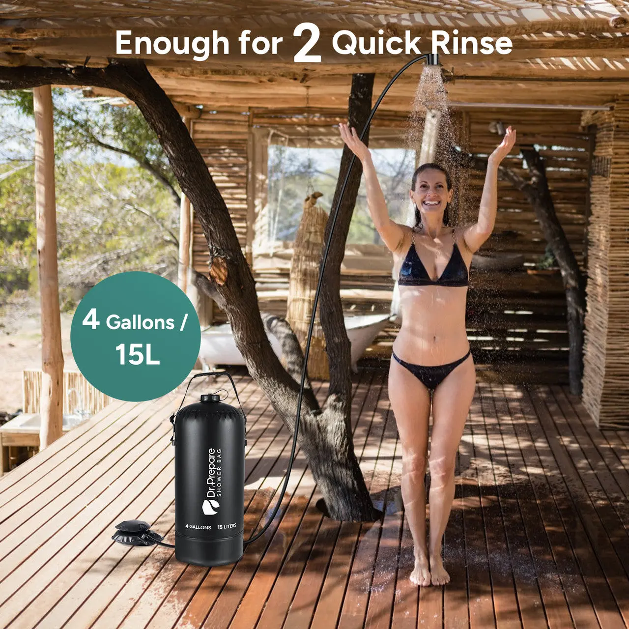 Dr.Prepare 15L Portable Camping Shower Kit with Foot Pump - Image 7