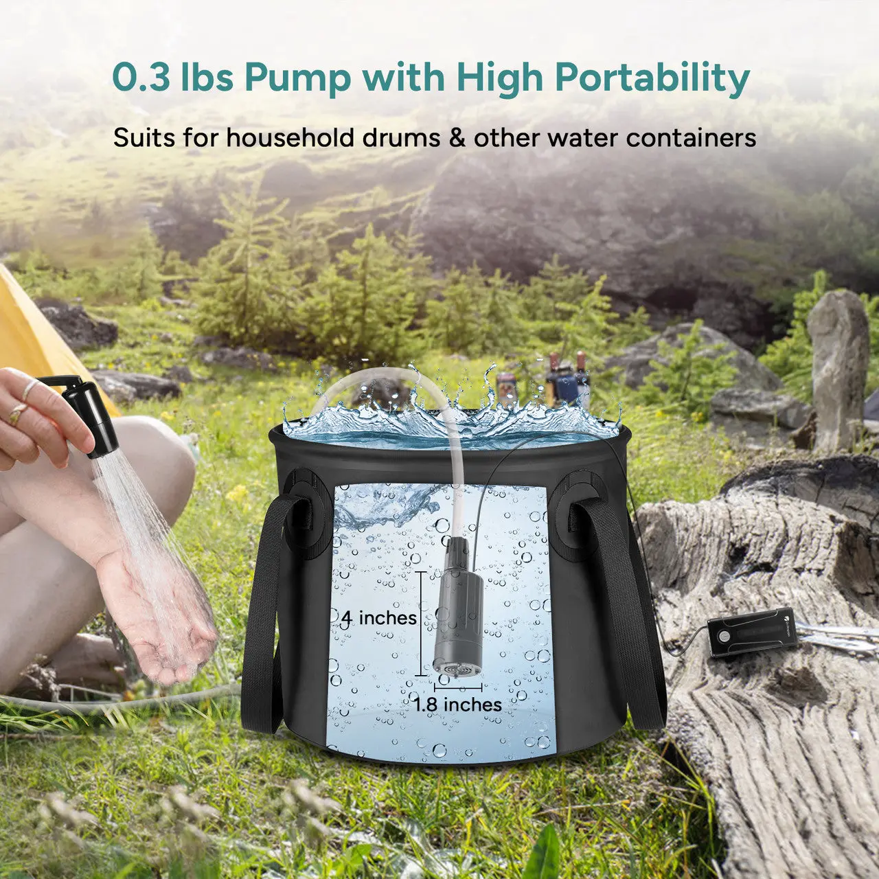 Dr. Prepare 5 Gallons Portable Camping Shower Kit with Pump - Image 3