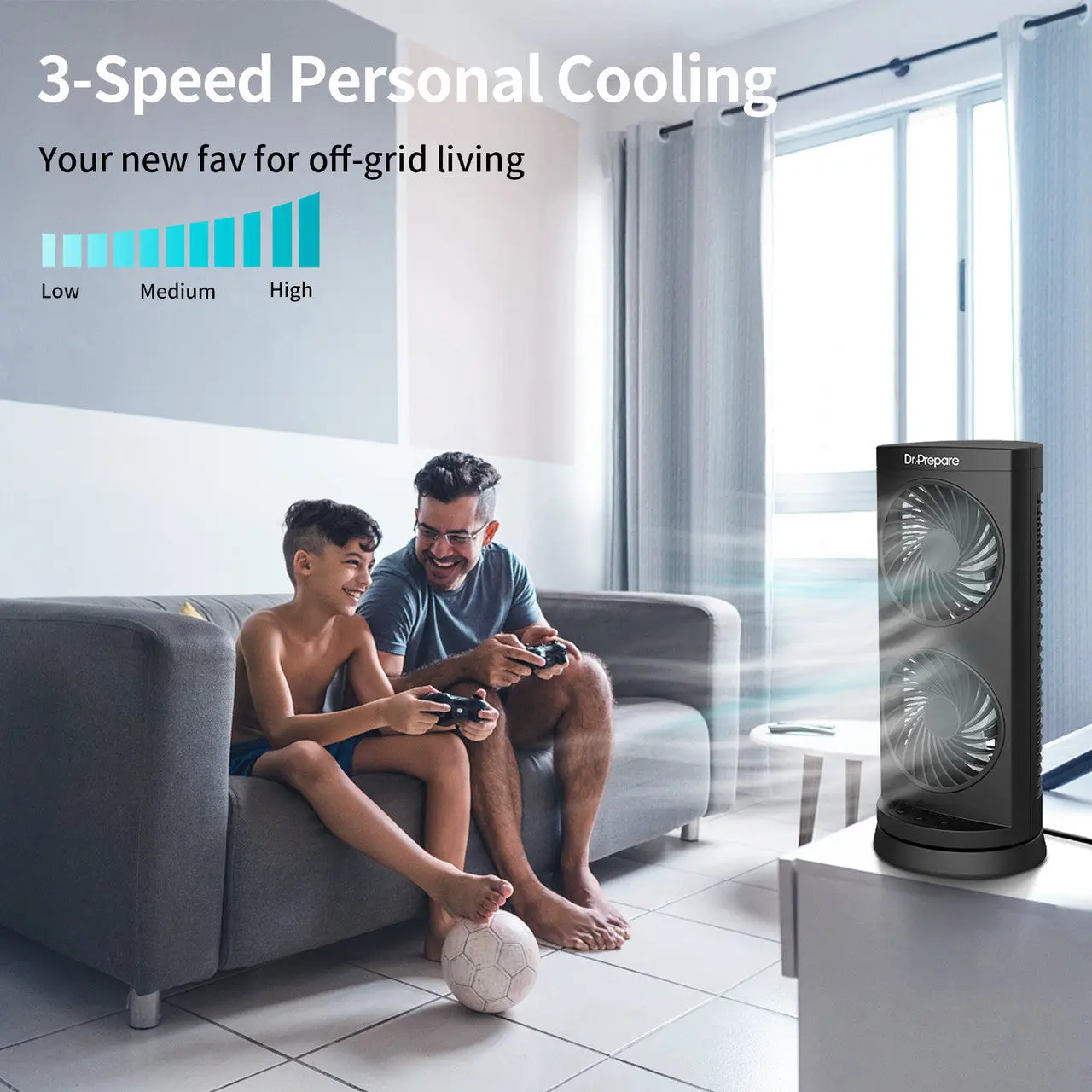 Dr.Prepare Dual Oscillating Tower Fan - Image 3