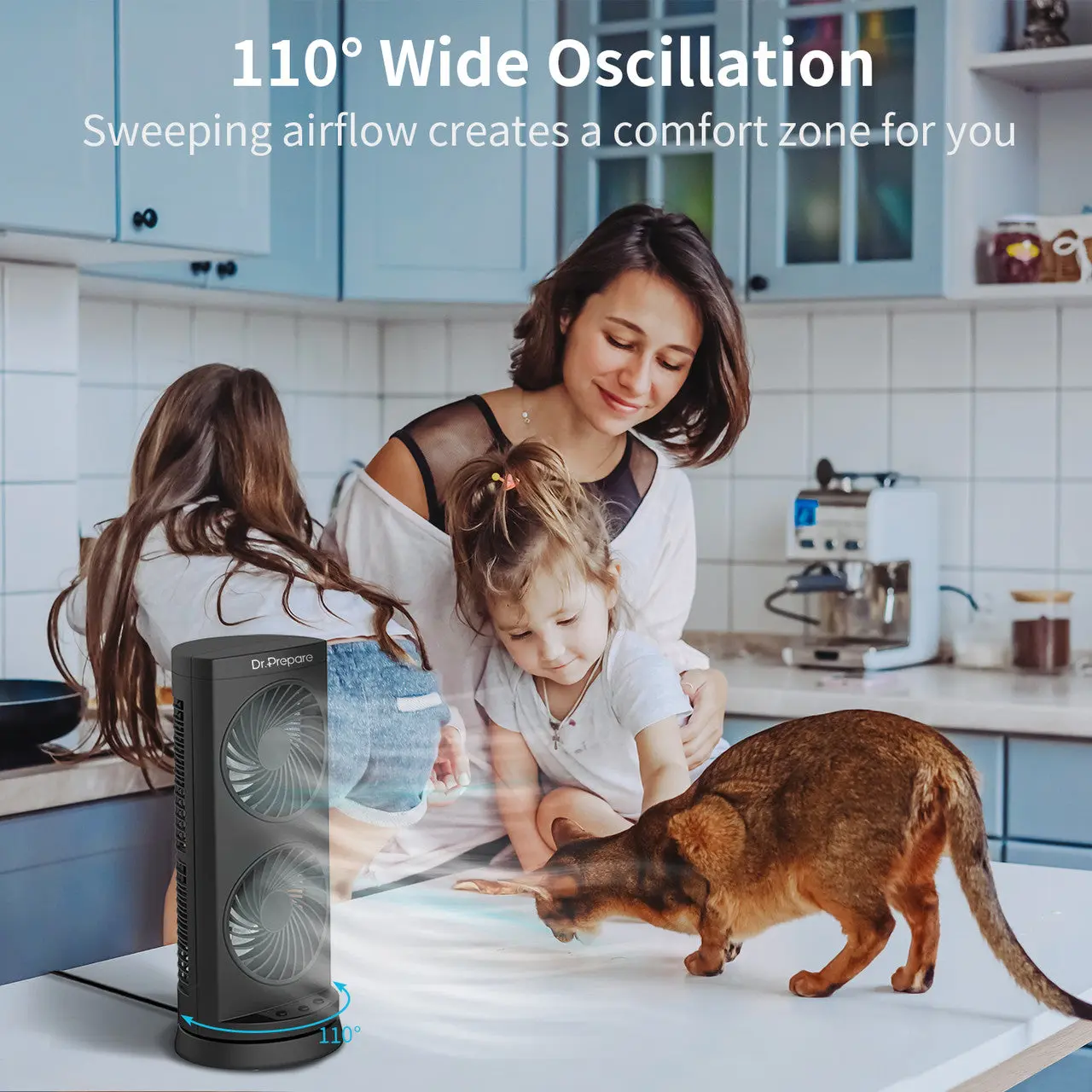 Dr.Prepare Dual Oscillating Tower Fan - Image 5
