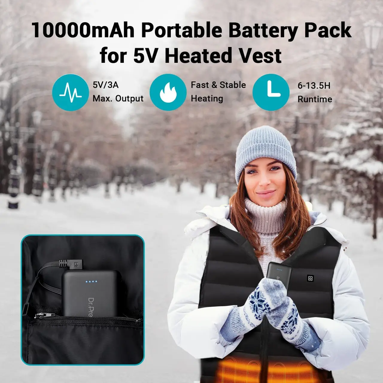 Dr. Prepare Portable Charger 10000mAh for Heated Vest/Jacket - Image 6