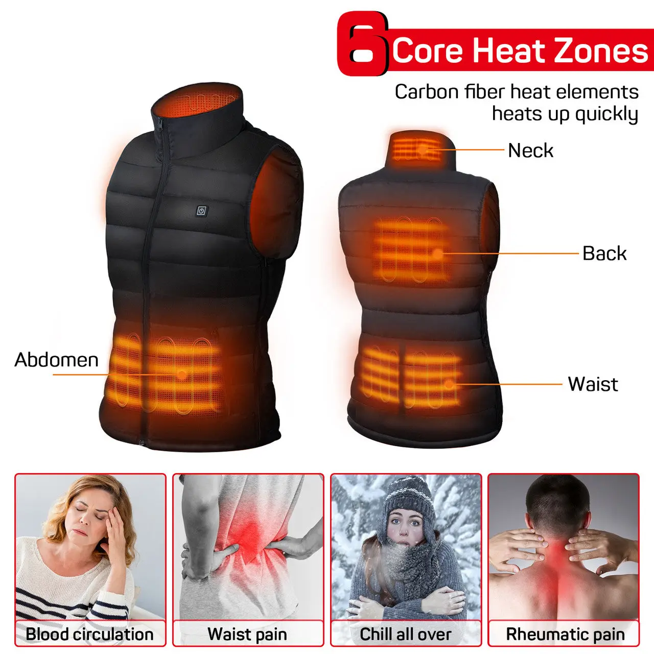Dr.Prepare Unisex Heated Vest - 6 Heating Zones & Plus Size - Image 8