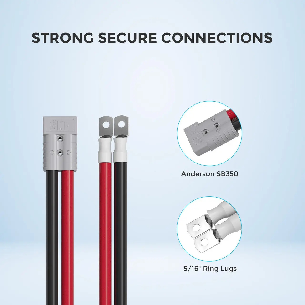 Renogy 5FT 4/0AWG Anderson Adapter Cable Anderson SB350 - 5/16 in Lugs - Image 3